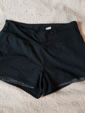 Marika Black Perforated High-Rise Athletic Shorts